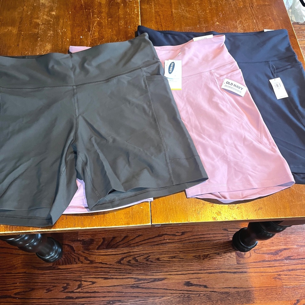 LOT Old Navy Active Womens High Rise Bike Shorts Bundle 2X Powersoft Go-Dry NWT